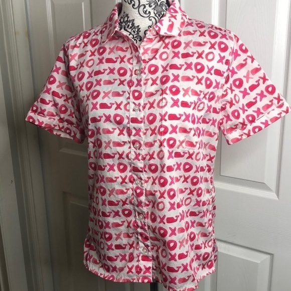 Vineyard Vines Pink O X Whale Button Down Short Sleeve S Read - Picture 1 of 8